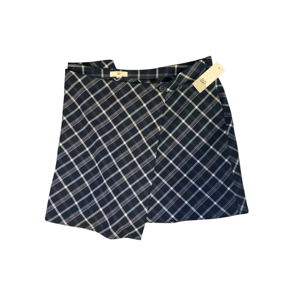 BP Ladies Navy & White Plaid Faux Wrap Mini‎ Skirt Size 2X